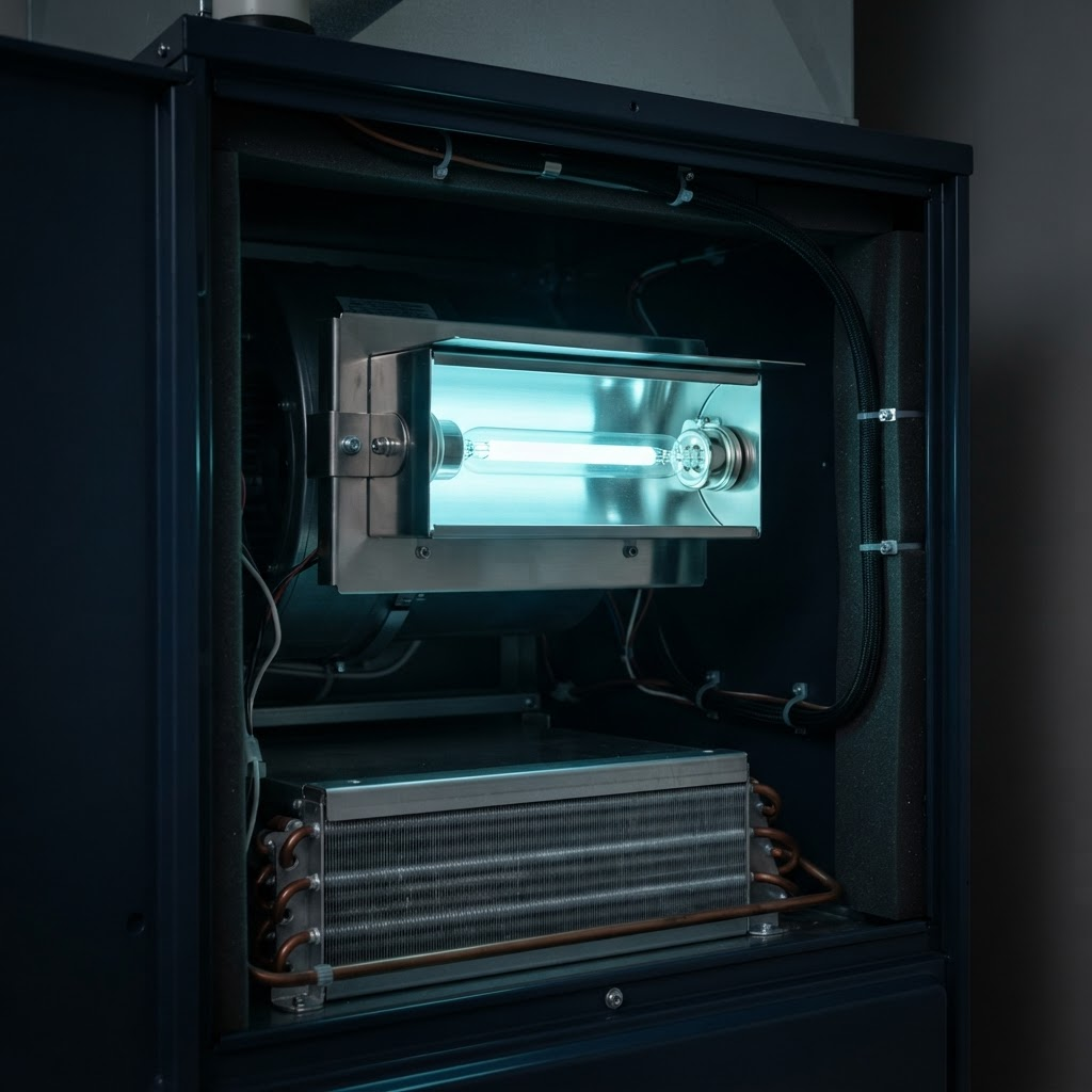 UV light system installed inside an HVAC unit